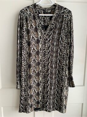 Judith& Charles Animal snake Print V-Neck Tunic Dress in Brown and Black size 6